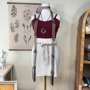 Vtg 90s Y2k Belted Mini Skirt Coastal Granddaughter Cowgirl Bratz Boho L XL 13